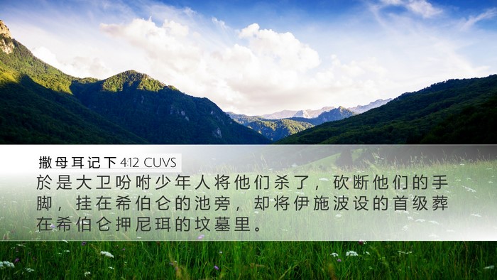 撒 母 耳 记 下 4:12 CUVS Desktop Wallpaper - 於 是 大 卫 吩 咐 少 年 人 将 他 们 - Desktop Bible Verse Wallpaper