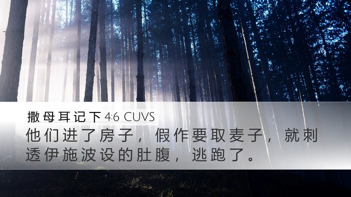 撒 母 耳 记 下 4:6 CUVS Desktop Wallpaper - 他 们 进 了 房 子 ， 假 作 要 取 麦 - Desktop Bible Verse Wallpaper