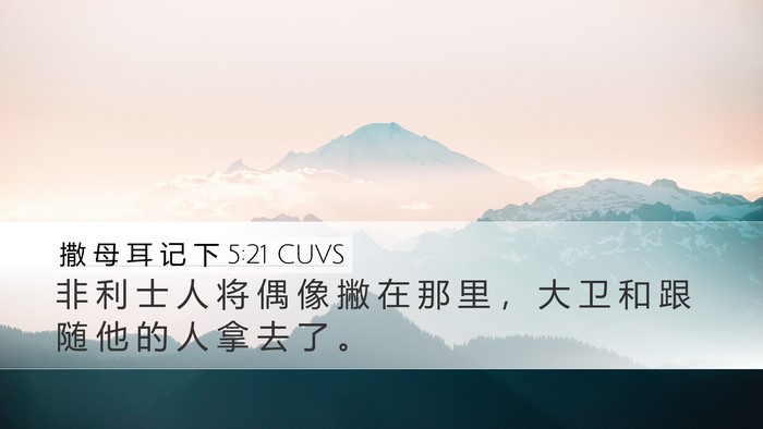 撒 母 耳 记 下 5:21 CUVS Desktop Wallpaper - 非 利 士 人 将 偶 像 撇 在 那 里 ， - Desktop Bible Verse Wallpaper