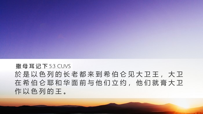 撒 母 耳 记 下 5:3 CUVS Desktop Wallpaper - 於 是 以 色 列 的 长 老 都 来 到 希 - Desktop Bible Verse Wallpaper