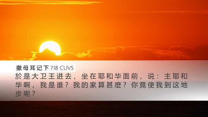 撒 母 耳 记 下 7:18 CUVS Bible Verse Image
