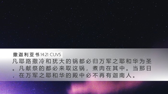 撒 迦 利 亚 书 14:21 CUVS Bible Verse Image