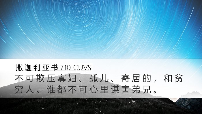 撒 迦 利 亚 书 7:10 CUVS Bible Verse Image