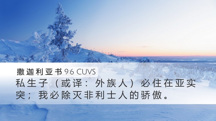 撒 迦 利 亚 书 9:6 CUVS Bible Verse Image