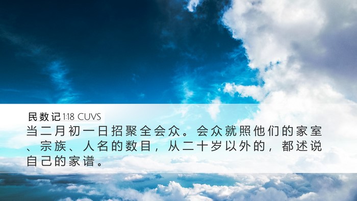 民 数 记 1:18 CUVS Desktop Wallpaper - 当 二 月 初 一 日 招 聚 全 会 众 。 - Desktop Bible Verse Wallpaper