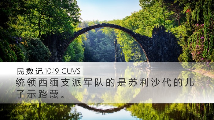 民 数 记 10:19 CUVS Desktop Wallpaper - 统 领 西 缅 支 派 军 队 的 是 苏 利 - Desktop Bible Verse Wallpaper
