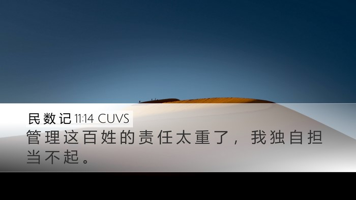 民 数 记 11:14 CUVS Desktop Wallpaper - 管 理 这 百 姓 的 责 任 太 重 了 ， - Desktop Bible Verse Wallpaper