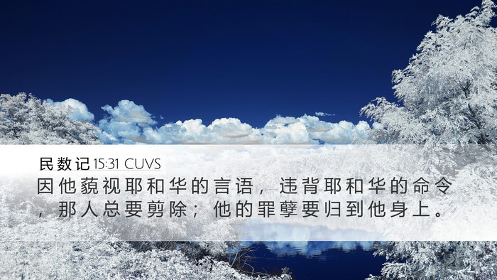 民 数 记 15:31 CUVS Desktop Wallpaper - 因 他 藐 视 耶 和 华 的 言 语 ， 违 - Desktop Bible Verse Wallpaper