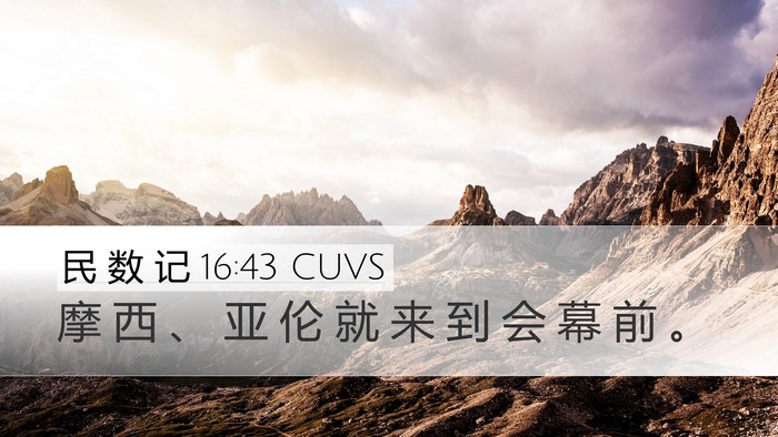 民 数 记 16:43 CUVS Desktop Wallpaper - 摩 西 、 亚 伦 就 来 到 会 幕 前 - Desktop Bible Verse Wallpaper