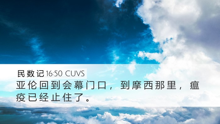 民 数 记 16:50 CUVS Desktop Wallpaper - 亚 伦 回 到 会 幕 门 口 ， 到 摩 西 - Desktop Bible Verse Wallpaper
