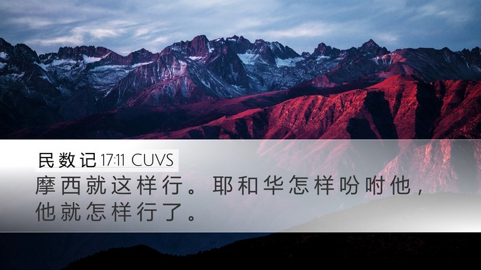 民 数 记 17:11 CUVS Desktop Wallpaper - 摩 西 就 这 样 行 。 耶 和 华 怎 样 - Desktop Bible Verse Wallpaper