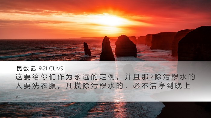 民 数 记 19:21 CUVS Desktop Wallpaper - 这 要 给 你 们 作 为 永 远 的 定 例 - Desktop Bible Verse Wallpaper