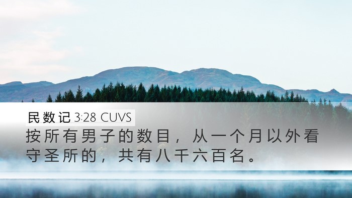 民 数 记 3:28 CUVS Desktop Wallpaper - 按 所 有 男 子 的 数 目 ， 从 一 个 - Desktop Bible Verse Wallpaper