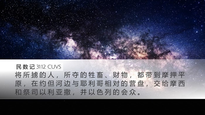 民 数 记 31:12 CUVS Bible Verse Image