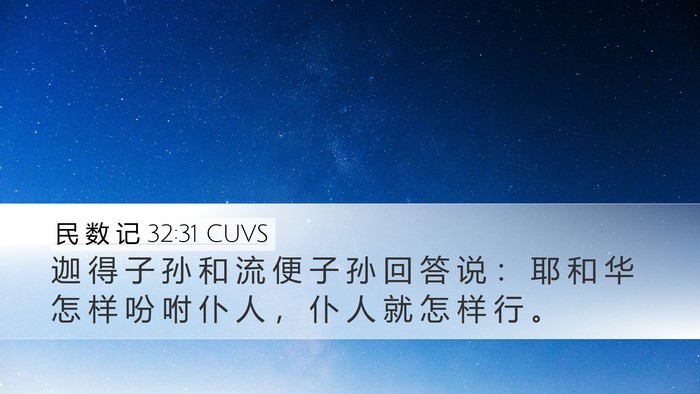 民 数 记 32:31 CUVS Desktop Wallpaper - 迦 得 子 孙 和 流 便 子 孙 回 答 说 - Desktop Bible Verse Wallpaper