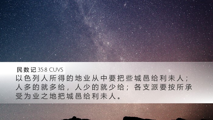民 数 记 35:8 CUVS Desktop Wallpaper - 以 色 列 人 所 得 的 地 业 从 中 要 - Desktop Bible Verse Wallpaper