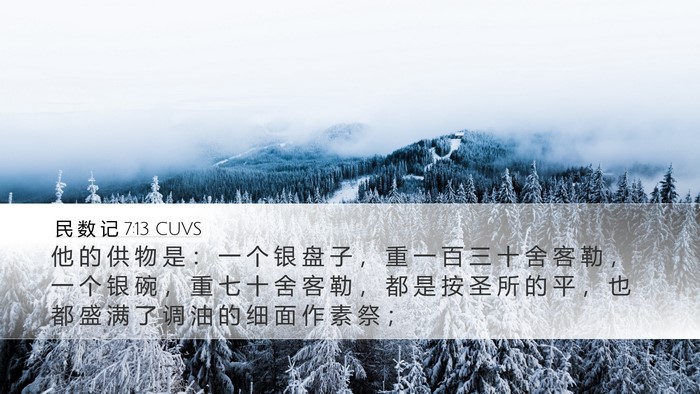 民 数 记 7:13 CUVS Bible Verse Image