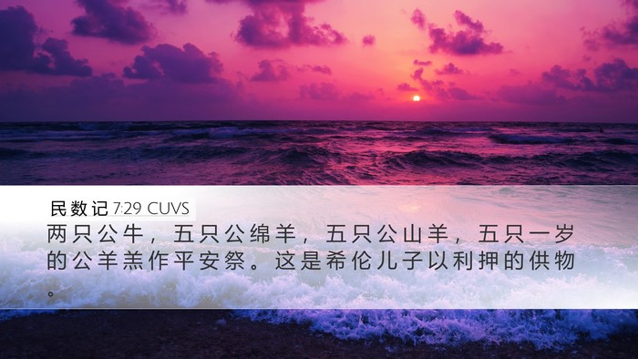 民 数 记 7:29 CUVS Desktop Wallpaper - 两 只 公 牛 ， 五 只 公 绵 羊 ， 五 - Desktop Bible Verse Wallpaper