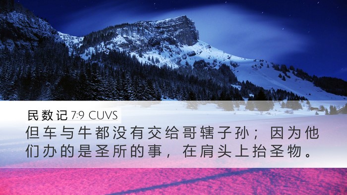 民 数 记 7:9 CUVS Desktop Wallpaper - 但 车 与 牛 都 没 有 交 给 哥 辖 子 - Desktop Bible Verse Wallpaper