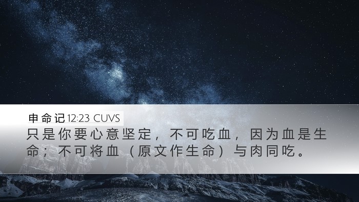 申 命 记 12:23 CUVS Desktop Wallpaper - 只 是 你 要 心 意 坚 定 ， 不 可 吃 - Desktop Bible Verse Wallpaper