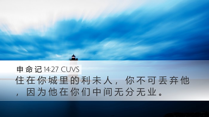 申 命 记 14:27 CUVS Desktop Wallpaper - 住 在 你 城 里 的 利 未 人 ， 你 不 - Desktop Bible Verse Wallpaper