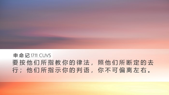 申 命 记 17:11 CUVS Desktop Wallpaper - 要 按 他 们 所 指 教 你 的 律 法 ， - Desktop Bible Verse Wallpaper