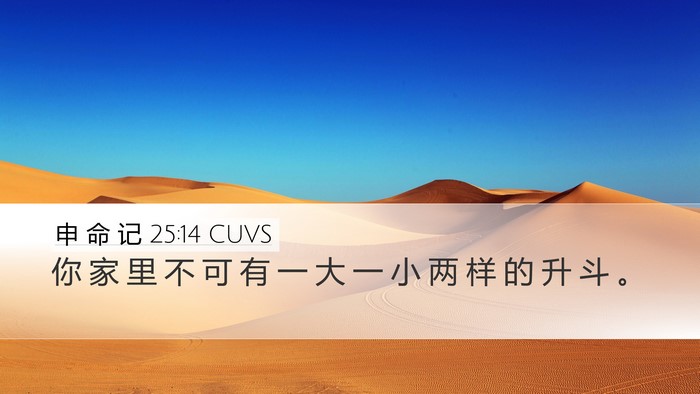 申 命 记 25:14 CUVS Desktop Wallpaper - 你 家 里 不 可 有 一 大 一 小 两 样 - Desktop Bible Verse Wallpaper