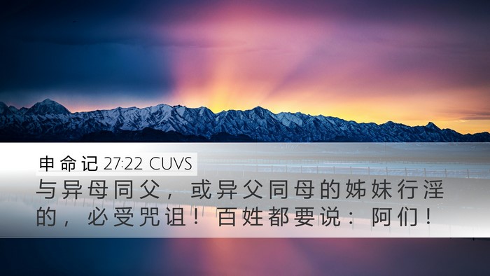 申 命 记 27:22 CUVS Desktop Wallpaper - 与 异 母 同 父 ， 或 异 父 同 母 的 - Desktop Bible Verse Wallpaper