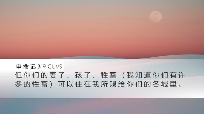 申 命 记 3:19 CUVS Desktop Wallpaper - 但 你 们 的 妻 子 、 孩 子 、 牲 畜 - Desktop Bible Verse Wallpaper