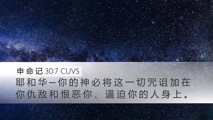 申 命 记 30:7 CUVS Desktop Wallpaper - 耶 和 华 ─ 你 的 神 必 将 这 一 切 - Desktop Bible Verse Wallpaper