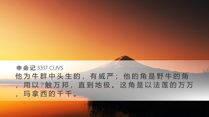 申 命 记 33:17 CUVS Bible Verse Image