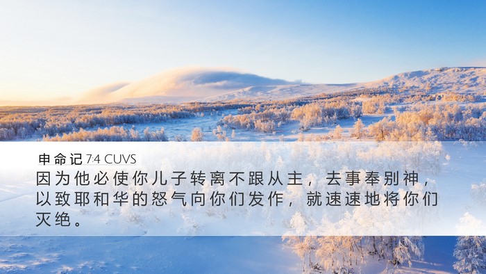 申 命 记 7:4 CUVS Desktop Wallpaper - 因 为 他 必 使 你 儿 子 转 离 不 跟 - Desktop Bible Verse Wallpaper
