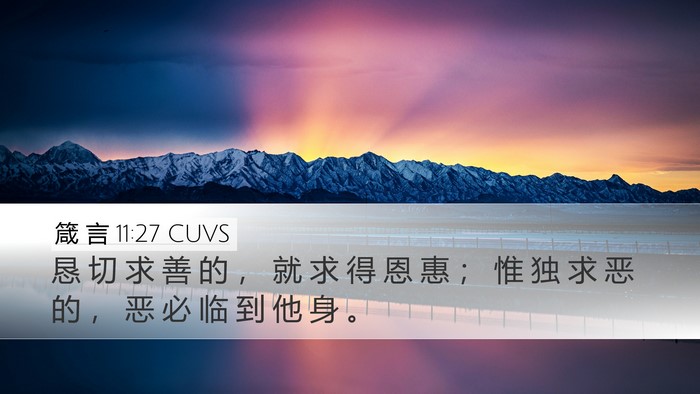 箴 言 11:27 CUVS Desktop Wallpaper - 恳 切 求 善 的 ， 就 求 得 恩 惠 ； - Desktop Bible Verse Wallpaper