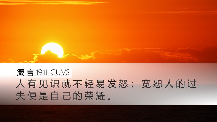 箴 言 19:11 CUVS Desktop Wallpaper - 人 有 见 识 就 不 轻 易 发 怒 ； 宽 - Desktop Bible Verse Wallpaper