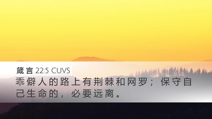 箴 言 22:5 CUVS Desktop Wallpaper - 乖 僻 人 的 路 上 有 荆 棘 和 网 罗 - Desktop Bible Verse Wallpaper