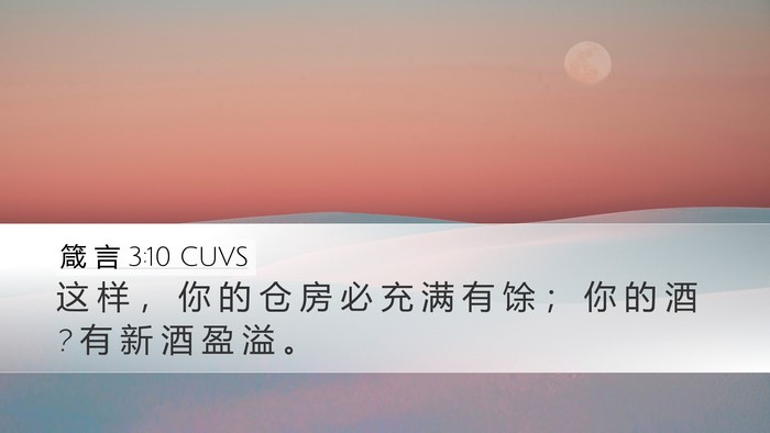 箴 言 3:10 CUVS Desktop Wallpaper - 这 样 ， 你 的 仓 房 必 充 满 有 馀 - Desktop Bible Verse Wallpaper