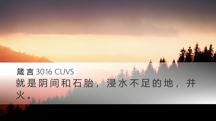 箴 言 30:16 CUVS Desktop Wallpaper - 就 是 阴 间 和 石 胎 ， 浸 水 不 足 - Desktop Bible Verse Wallpaper