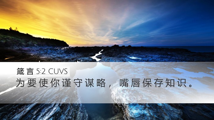 箴 言 5:2 CUVS Desktop Wallpaper - 为 要 使 你 谨 守 谋 略 ， 嘴 唇 保 - Desktop Bible Verse Wallpaper