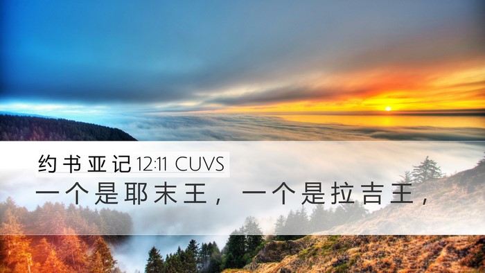 约 书 亚 记 12:11 CUVS Desktop Wallpaper - 一 个 是 耶 末 王 ， 一 个 是 拉 吉 - Desktop Bible Verse Wallpaper