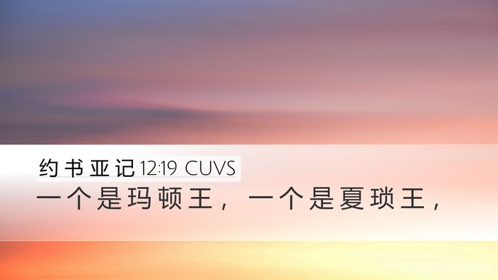 约 书 亚 记 12:19 CUVS Desktop Wallpaper - 一 个 是 玛 顿 王 ， 一 个 是 夏 琐 - Desktop Bible Verse Wallpaper
