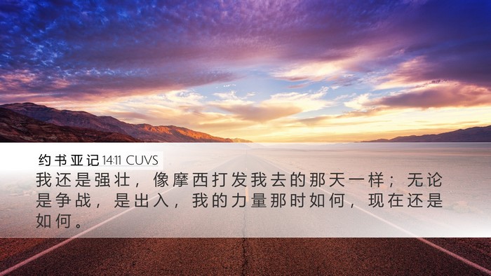 约 书 亚 记 14:11 CUVS Desktop Wallpaper - 我 还 是 强 壮 ， 像 摩 西 打 发 我 - Desktop Bible Verse Wallpaper