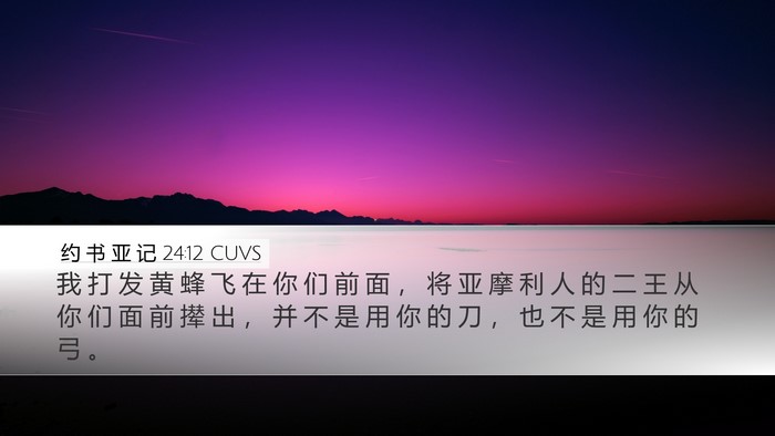 约 书 亚 记 24:12 CUVS Desktop Wallpaper - 我 打 发 黄 蜂 飞 在 你 们 前 面 ， - Desktop Bible Verse Wallpaper