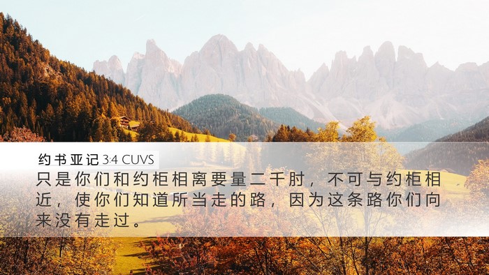 约 书 亚 记 3:4 CUVS Desktop Wallpaper - 只 是 你 们 和 约 柜 相 离 要 量 二 - Desktop Bible Verse Wallpaper