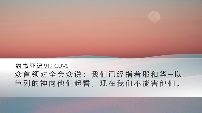 约 书 亚 记 9:19 CUVS Desktop Wallpaper - 众 首 领 对 全 会 众 说 ： 我 们 已 - Desktop Bible Verse Wallpaper