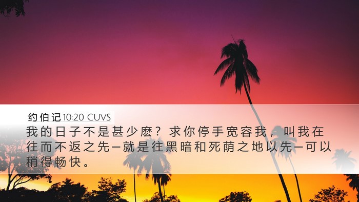约 伯 记 10:20 CUVS Bible Verse Image