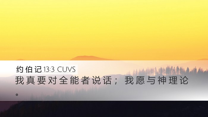 约 伯 记 13:3 CUVS Desktop Wallpaper - 我 真 要 对 全 能 者 说 话 ； 我 愿 - Desktop Bible Verse Wallpaper