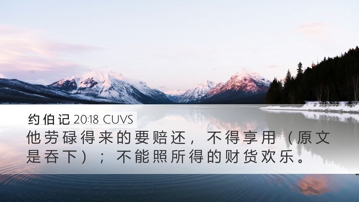 约 伯 记 20:18 CUVS Bible Verse Image