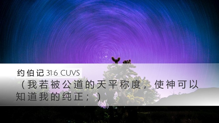 约 伯 记 31:6 CUVS Bible Verse Image