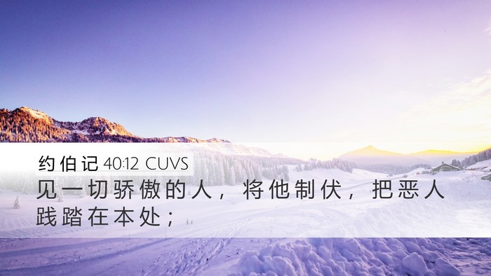 约 伯 记 40:12 CUVS Bible Verse Image