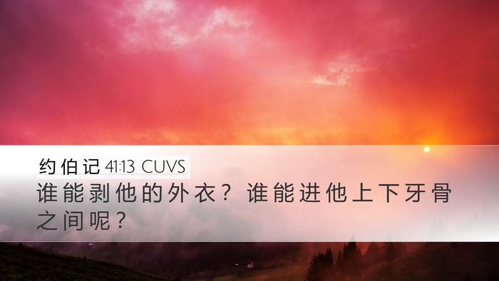 约 伯 记 41:13 CUVS Desktop Wallpaper - 谁 能 剥 他 的 外 衣 ？ 谁 能 进 他 - Desktop Bible Verse Wallpaper